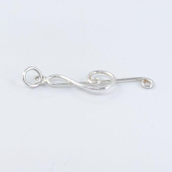 Vintage Sterling Silver 925 Treble Clef Music Note Pendant - Picture 3 of 6